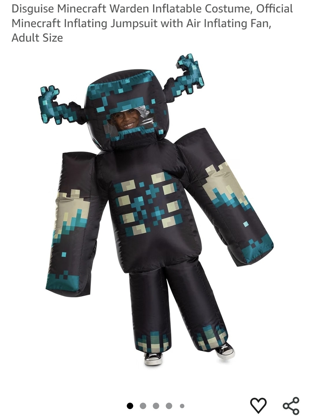 Disguise Minecraft Warden Inflatable Costume in Black and Teal